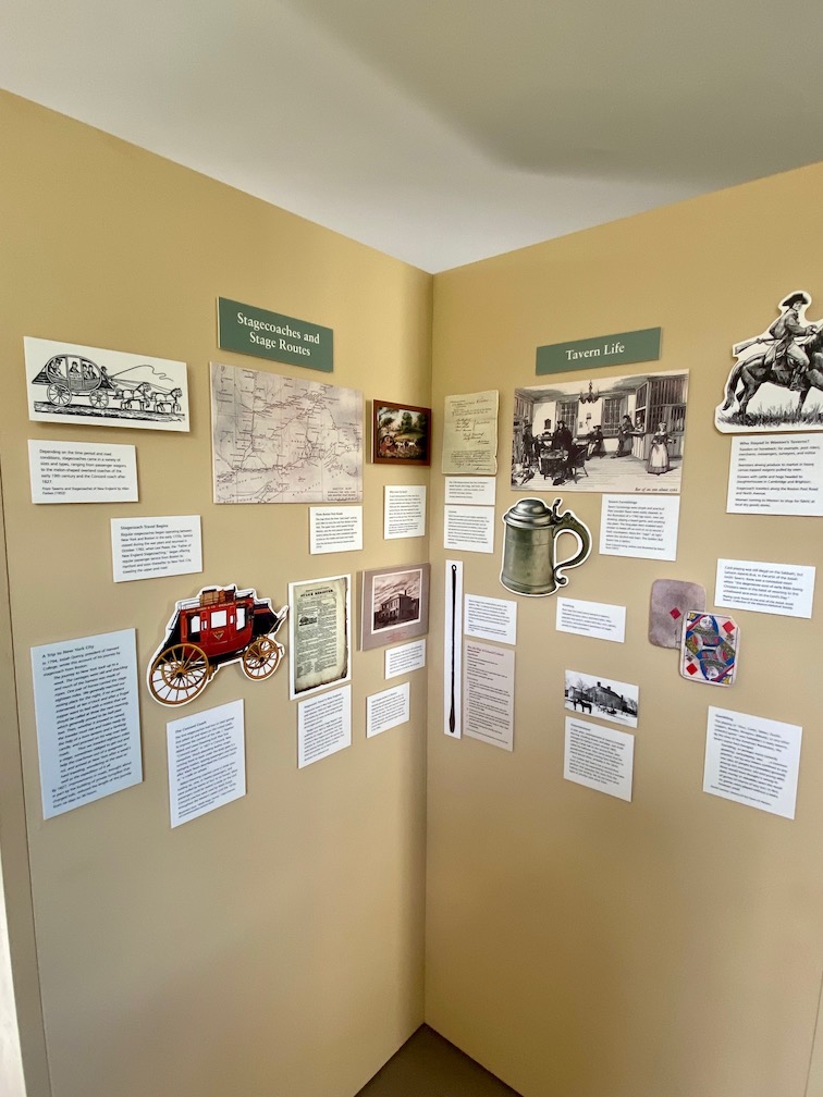 Presentation boards on stagecoaches and stage routes, and tavern life.